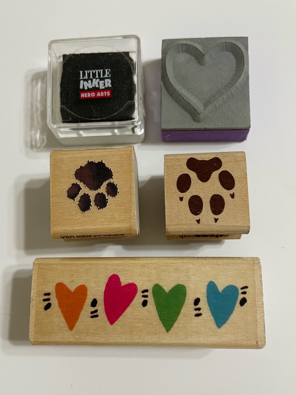 Set /4 Rubber Stamps and 1 small ink pad Scrapbooking Greeting Card Supplies